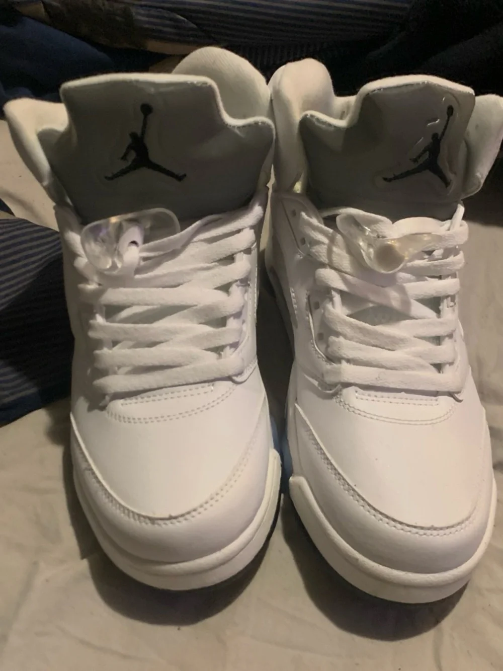 Jordan Kids White High-Top Sneakers with Gray Jumpman